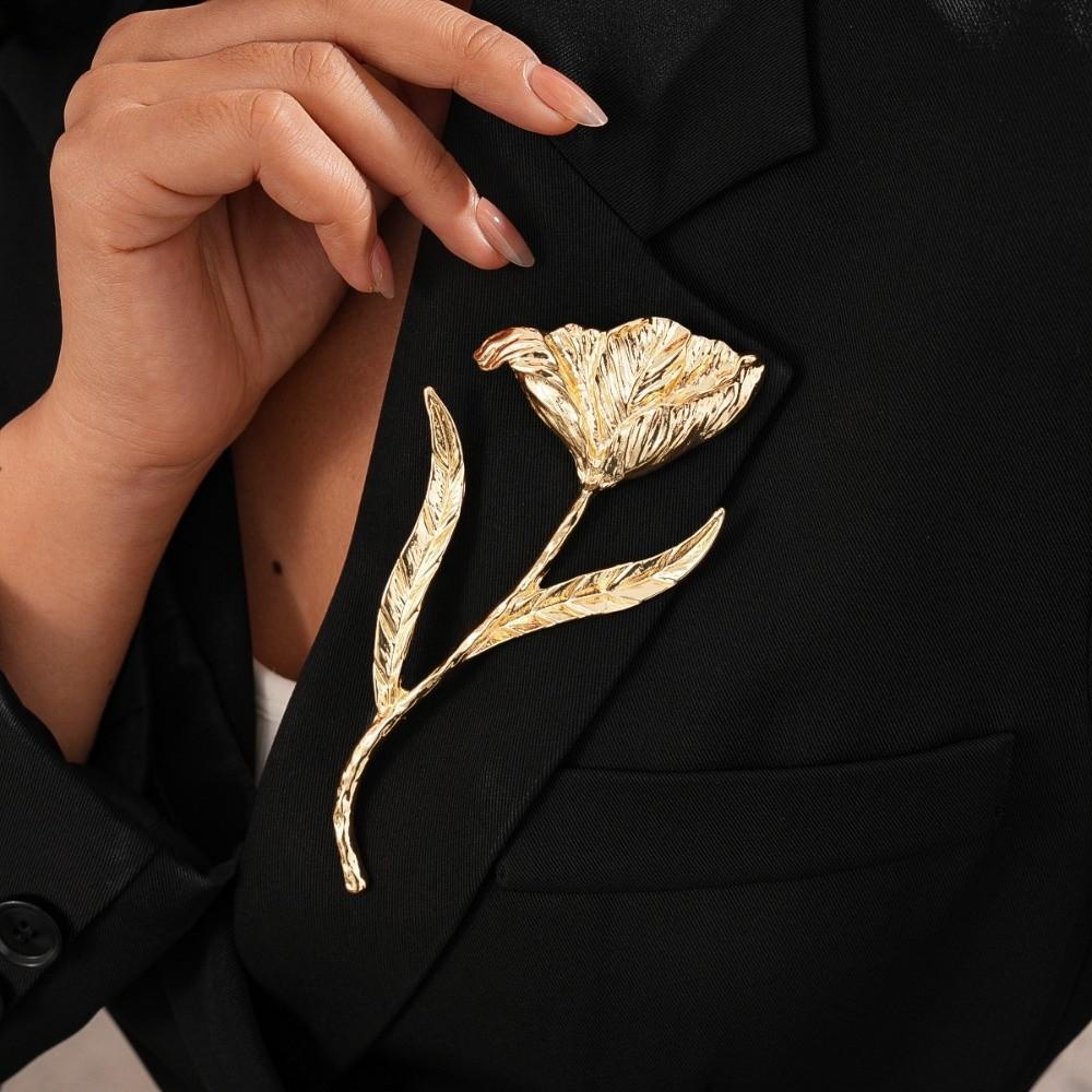 Suit Charm Deco Tulip Brooch Zinc Zinc Alloy Clothing Pin Accessories Cute Flower Bud Brooch Ladies