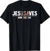 Jesus Saves JesUSAves USA American Flag Patriotic Christian T-Shirt