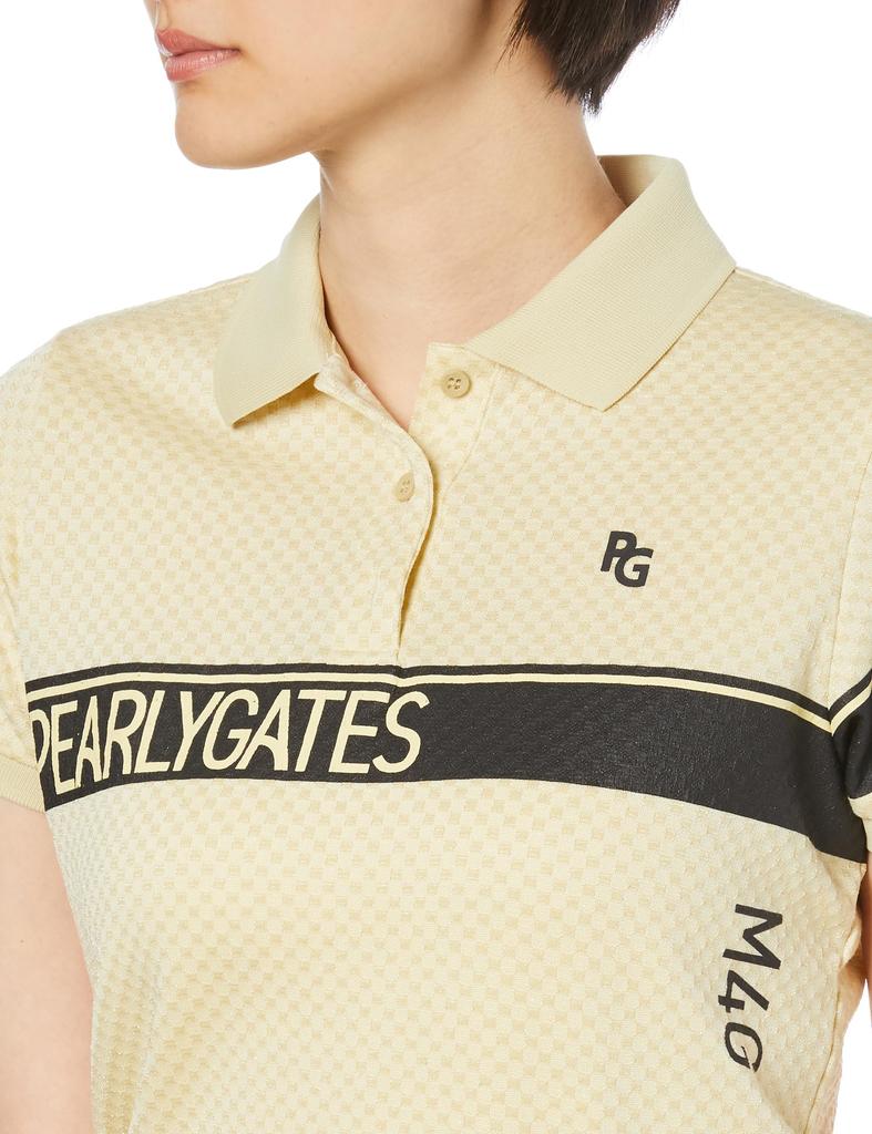 PEARLY GATES Women's Short Sleeve Polo Shirt (Lame Jacquard) / Golf / 055-4160400 040_Champagne 0 [S]