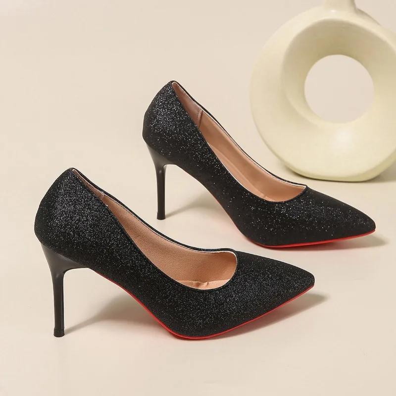 Fashion 2024 Fashion Women's Shoes Shallow Women's High Heels  Hot Sale Plus Size Solid Party Pumps Women Sexy Pointed Toe Heels Women