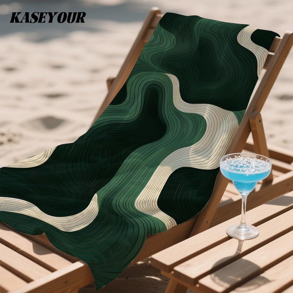 Wave Lines Oversized Microfiber Beach Towel Sand Proof Quick Dry, Absorbent for Swimming Pool Travel Camping