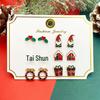 Festive Christmas Earrings Set: Creative Reindeer, Snowflake & Santa Claus Studs for Women