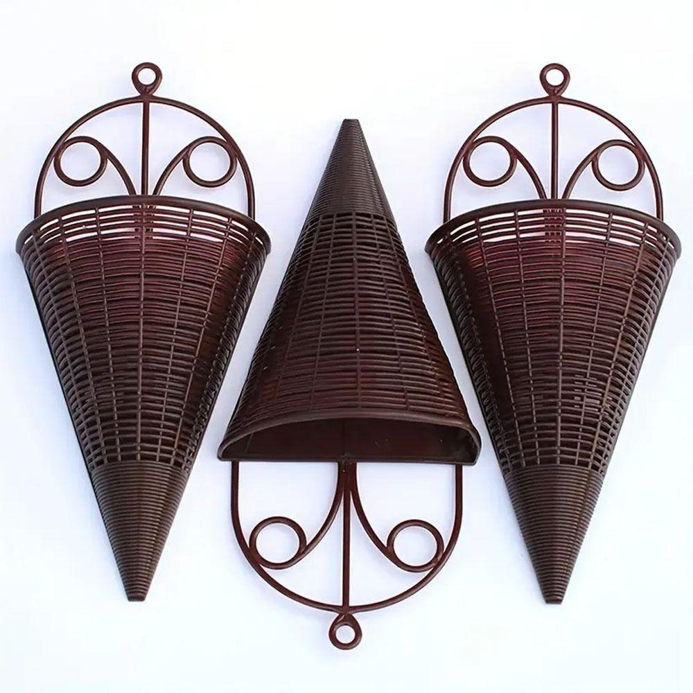 Домашнее украшение, подвесная корзина для цветов, прочная художественная подвеска из ротанга на стене