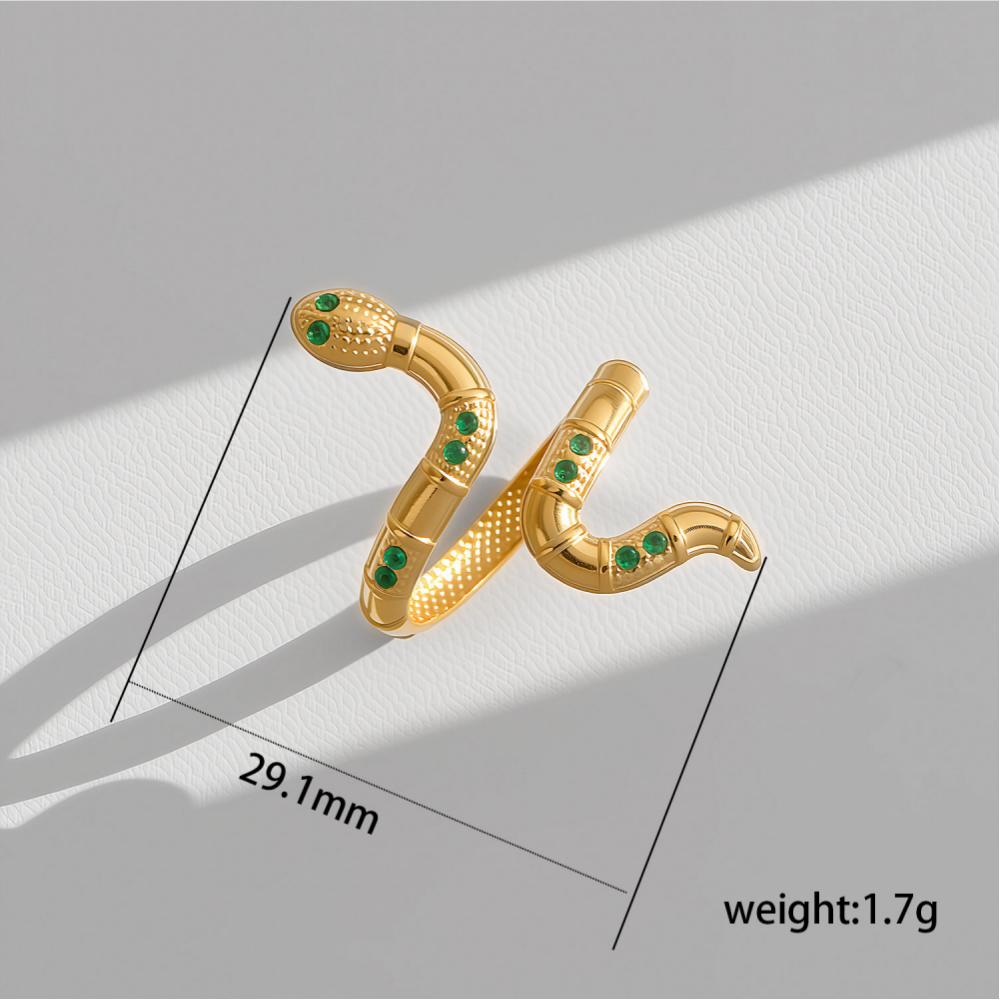 Zircon Snake Rings for Women Men Stainless Steel Gold Color Open Adjustable Ring Vintage Gothic Aesthetic Jewelry Anillos Mujer
