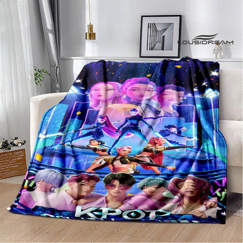 Мультяшное одеяло с принтом KPop Охотники на демонов Плед для пикника Теплые фланелевые одеяла Постельное белье для дома Подарок на день рождения