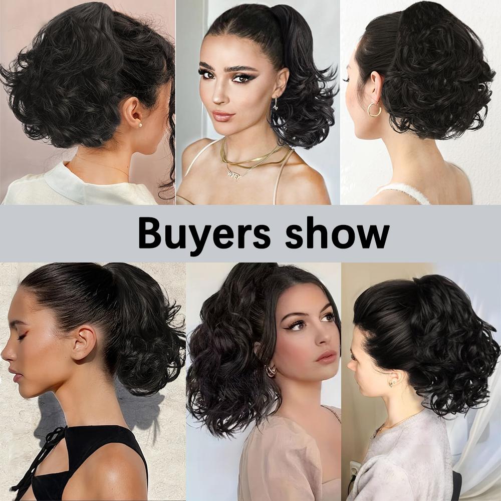MISS WIG Синтетические короткие кудрявые волнистые накладные хвосты на заколках, окружающие хвост, для ношения женщинами