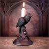 The Raven Crow Perching On Black Rose Owl Halloween Gothic Candlestick Tabletop Decoration Resin Handicraft Display Candle Holder Decorative Figurine
