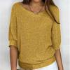 Spring Solid Color Crew Neck Knit Seven Sleeve Sweater