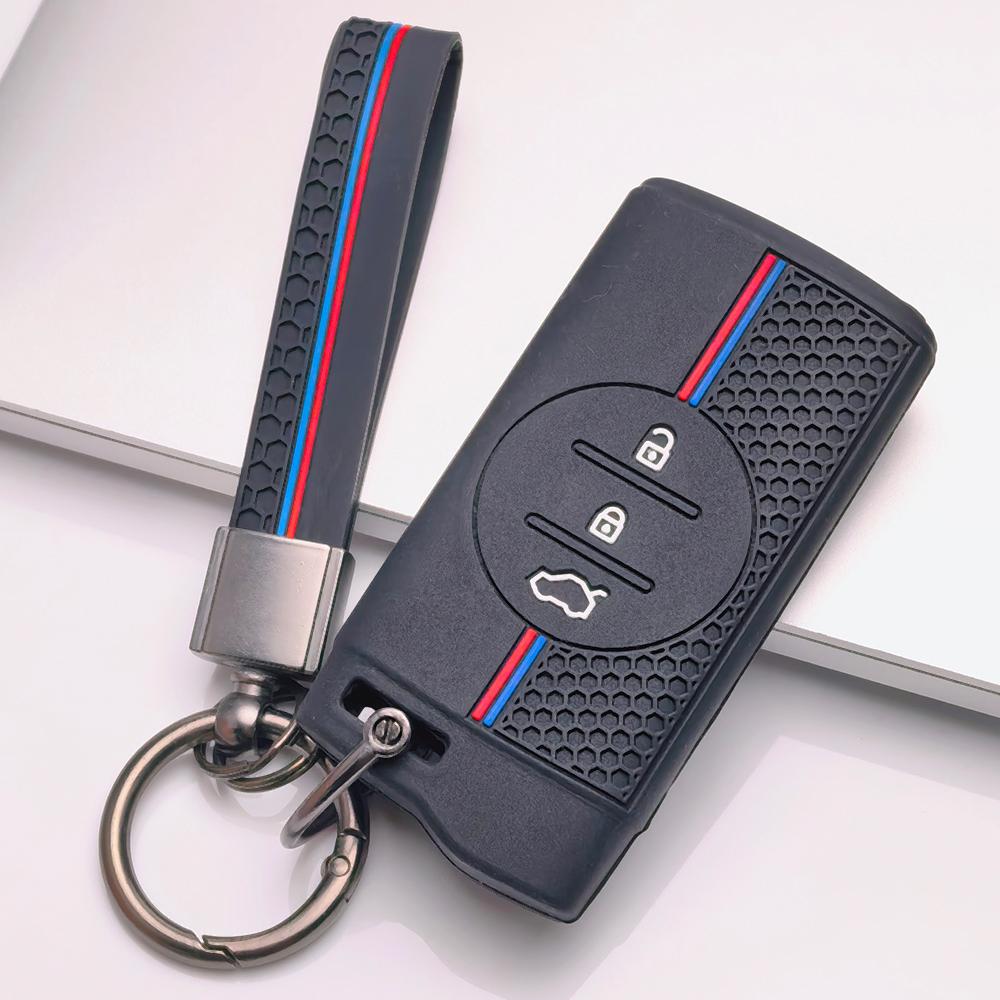 Мягкий силиконовый чехол для ключа зажигания Chery Tiggo 2 Tiggo 3X Tiggo 4 Tiggo 5X Tiggo 7 Pro с брелоком, сотовая текстура, гоночная полоса, защита брелока