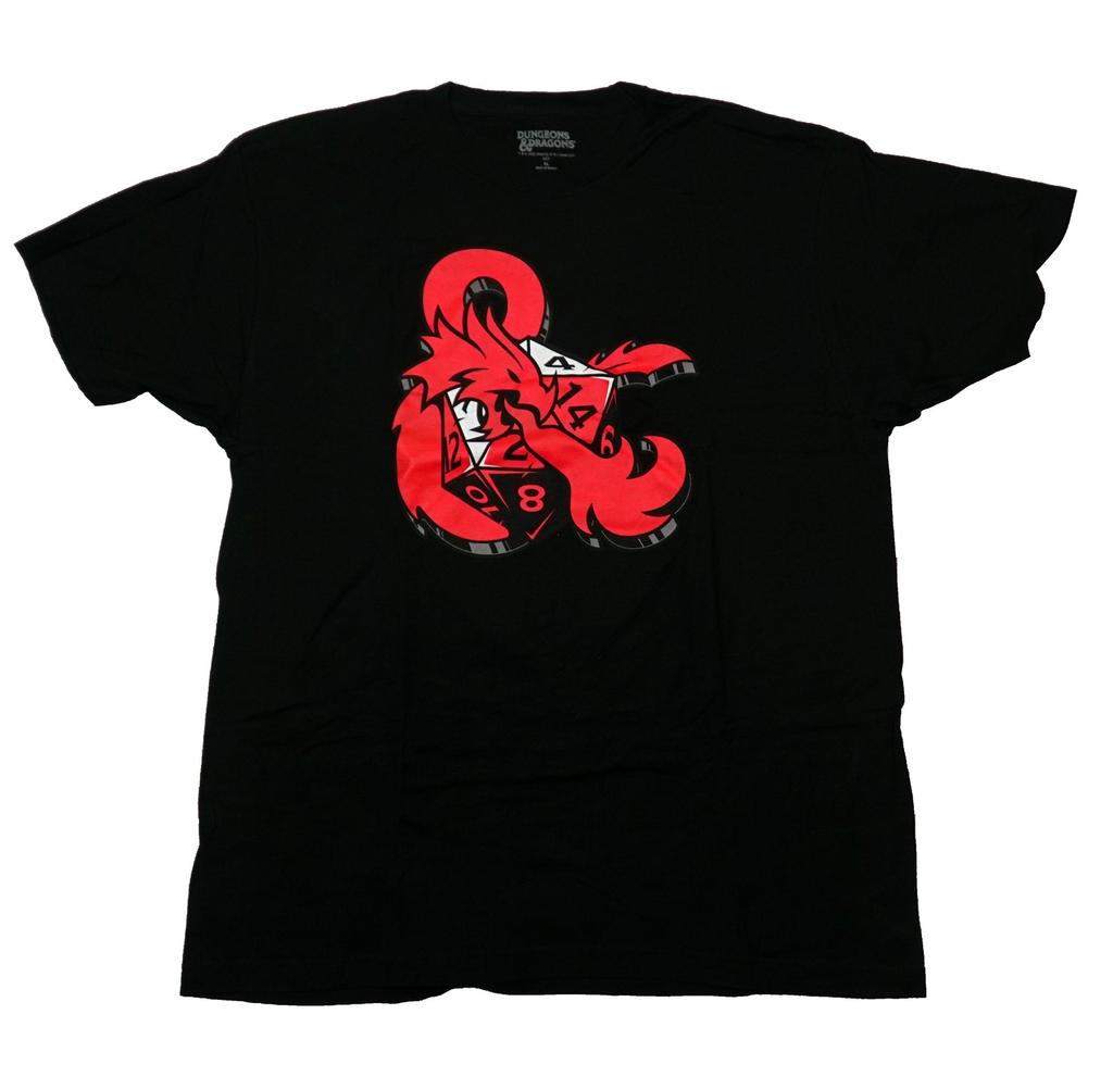 Dungeons and Dragons New Adult T-Shirt Red Ampersand Logo D20