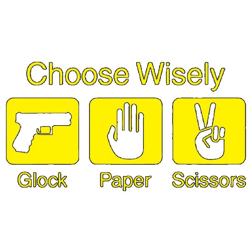 Black T Shirt Choose Wisely Glock Paper Scissors Graphic Print Casual Streetwear Top for Men and Women