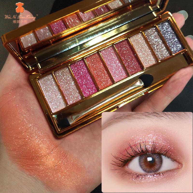 9 Color Eye Shadow Fine Shimmering Pearly Shimmering Super Shimmery Mashed Potato Texture Eye Shadow