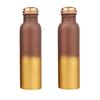 Pure Copper Water Bottle 950 ML - Jointless, Leakproof, Double Printed Design Best Gifts for Family and Friends| Gold & Brown - Set of 2