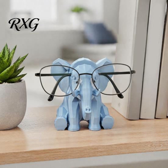 Living Room Ornament Elephant Shape Glasses Frame, 3D Printed Hand Carved Unique Table Holder, Decorative for Home Office Desk Intricately Decor