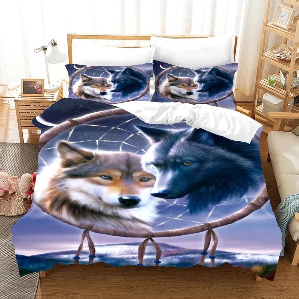 3D White Wolf Bedding Set  Aniaml Bedding Set Single Twin Double Queen King Cal King Size Bed Linen Set