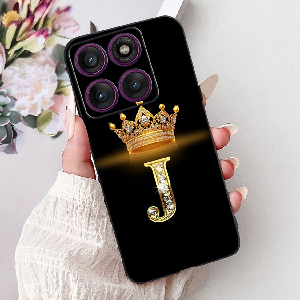 Чехол для Motorola Edge 60 Pro XT2507-1 Силиконовый Модный Роскошный Буквы от A до Z Ударопрочная Задняя Крышка Для Телефона Moto Edge 60Pro