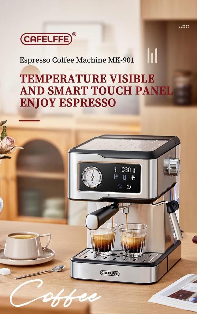 Cafelffe Espresso Machine MK-901 20Bar,Cappuccino Maker with Milk Frother Steam Wand,Coffee Maker,Semi-Automatic Cafetera present,Gift
