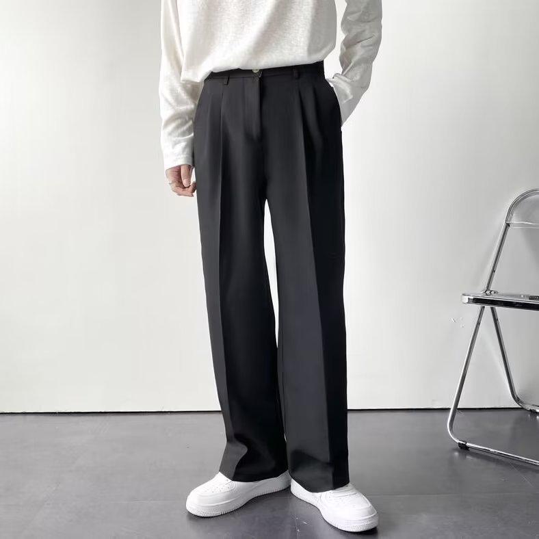 Men's Trendy Straight-Leg Harajuku Solid Color Winter Trousers 2023 - Youthful, Stylish, and Simple.