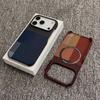 Чехол для телефона iPhone Air 17 16 15 14 13 12 Pro Max с текстурой из углеродного волокна, кожаный, для беспроводной зарядки MagSafe, защитная крышка