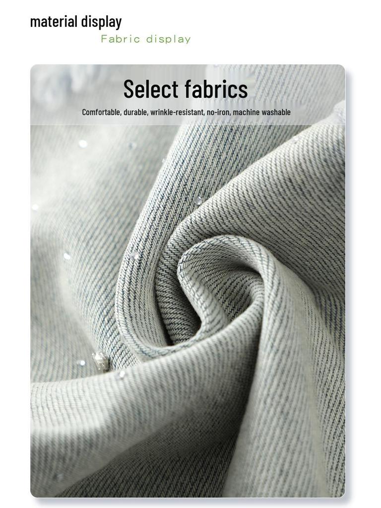 2025 Women's Rhinestone Ripped Jeans: Retro Straight & Loose Wide-Leg Styles for Spring and Autumn