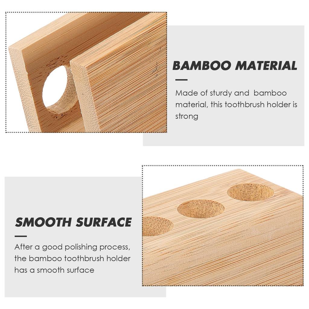 Бамбуковый держатель для зубных щеток с 4 отверстиями, безопасное хранение материалов, стойка для ванной комнаты, офисный стол, дорожная ручка, карандаш, держатель для кистей для макияжа