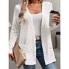 Весенний и осенний удобный повседневный элегантный однотонный модный текстурный тканевый карман большого размера женский расстегнутый кардиган