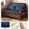 Chinese-Style Multi-functional Sofa Bed: Double-Fold Oil Wax Leather, Retractable for Living Room