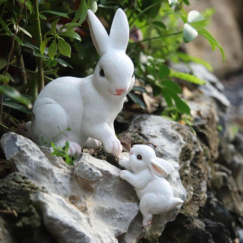 Lovely Garden Statues Resin Animal Figurine Micro Landscape Rabbit Figurine Ornaments Garden