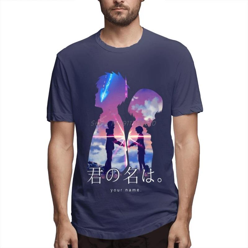 Футболка Love Anime Your Name, свободная хлопковая футболка с коротким рукавом, фирменная футболка для мужчин, хлопковые футболки, уличная одежда, футболки Harajuku для мужчин