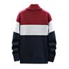 Men Autumn Winter Sweater Coat Stand Collar Thick Plush Color Matching Knitted Elastic