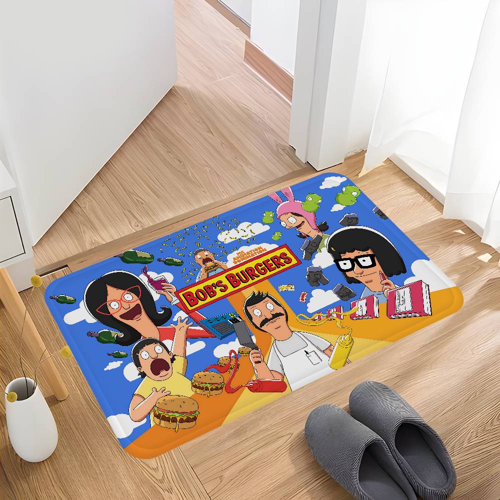Cartoon B-Bobs Anime BurgersES Entrance Door Mat Washable Non-Slip Living Room Sofa Chairs Area Mat Kitchen Welcome Doormat