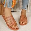 Ladies Shoes 2024 Hot Sale Buckle Women's Sandals Autumn Rome Open Toe Simple Solid Outdoor Casual Beach Flat Large Size Sandals
