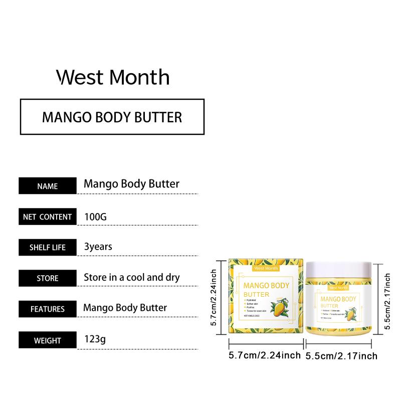Mango Body Butter For Daily Moisturize Skin Reduce Dryness And Roughnes Enhance Smoothness Nourishing Body Cream