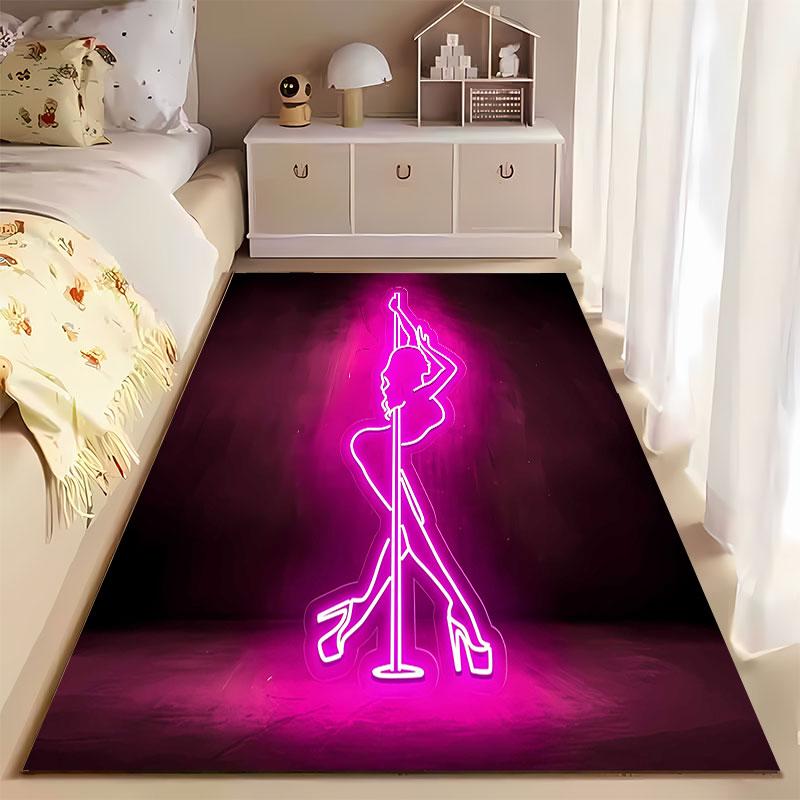 Neon Dance Silhouette Carpet suitable as a non-slip mat for the living room or bedroom sofa