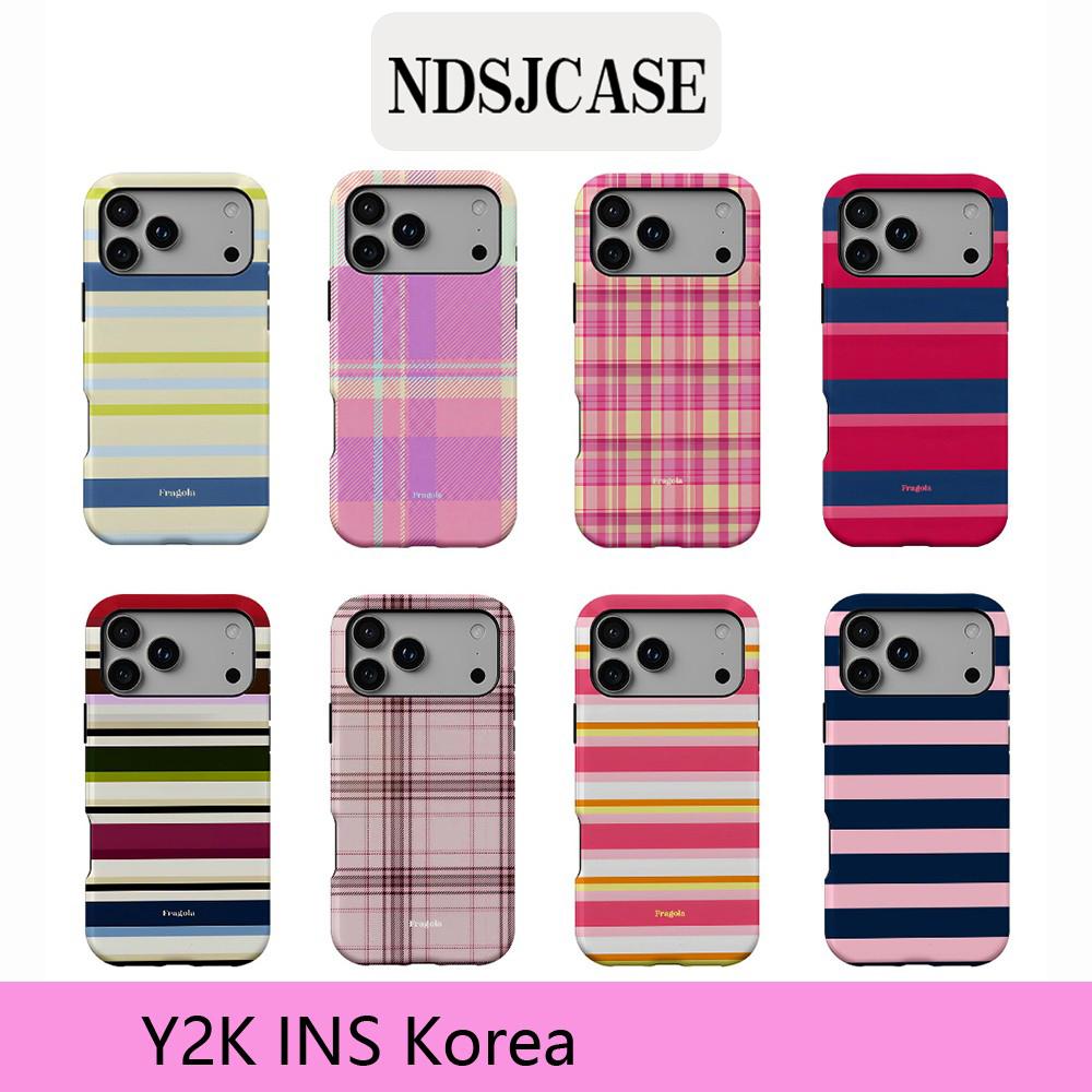 Stripe Phone Case for iPhone 17 16 15 14 13 12 11 Air Pro Max Plus Luxury Clmj Fragola Coloful Stripes Double-layer Back Cover