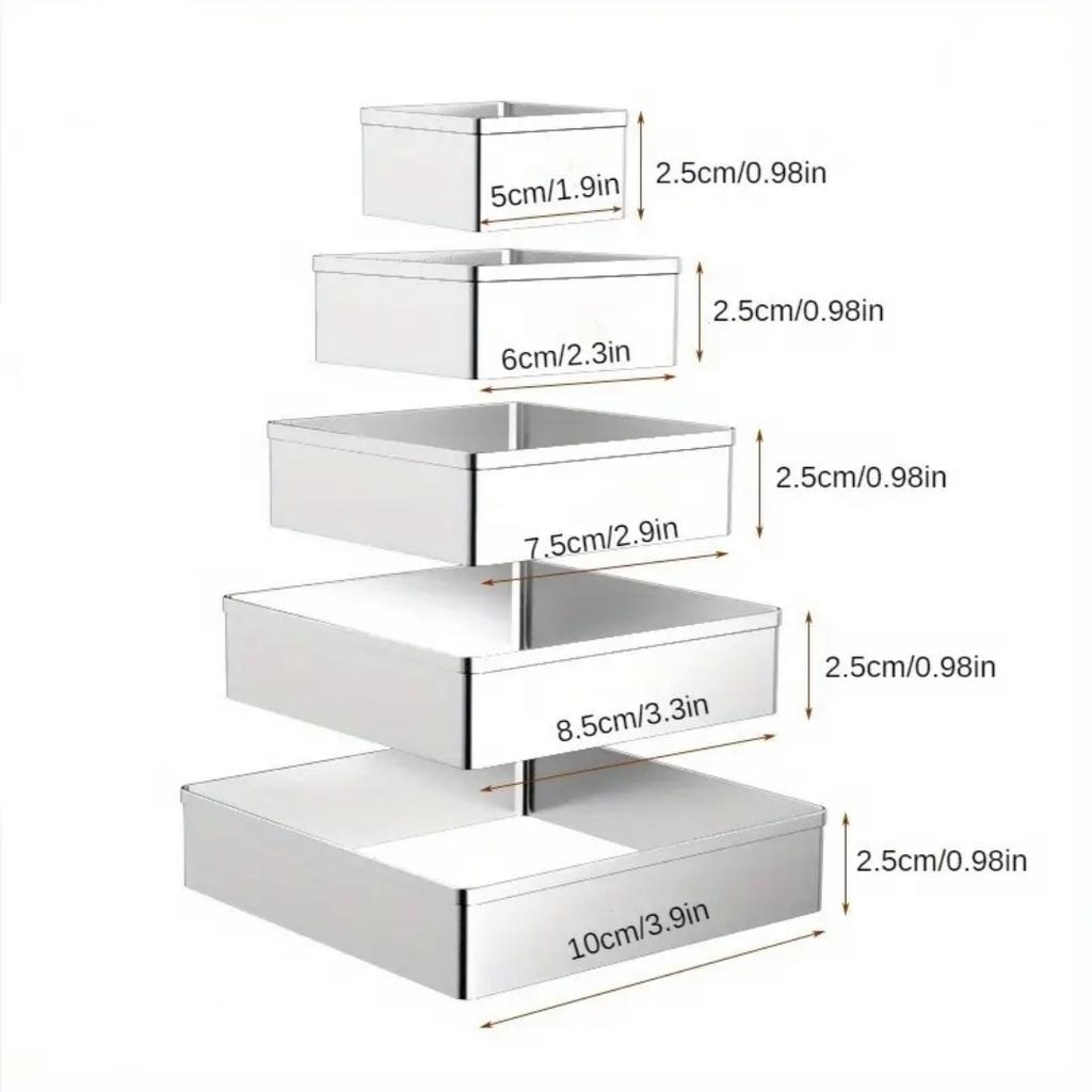 5 шт. квадратных колец для торта, набор колец для муссового торта, кольца для тарталеток, формы для блинов, инструменты для выпечки, кухонные гаджеты, кухонные аксессуары