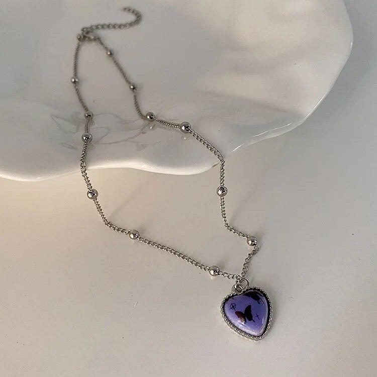 Kpop Cute Heart Pendant Necklace for Girls Women Fashion Kawaii Bear Sweater Neck Chain Aesthetic Jewelry Wholesale