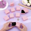 30pcs Rhombus Textured Cardboard Ring Storage Boxes with Sponge Inside Square Pink 5.6x5.2x3cm
