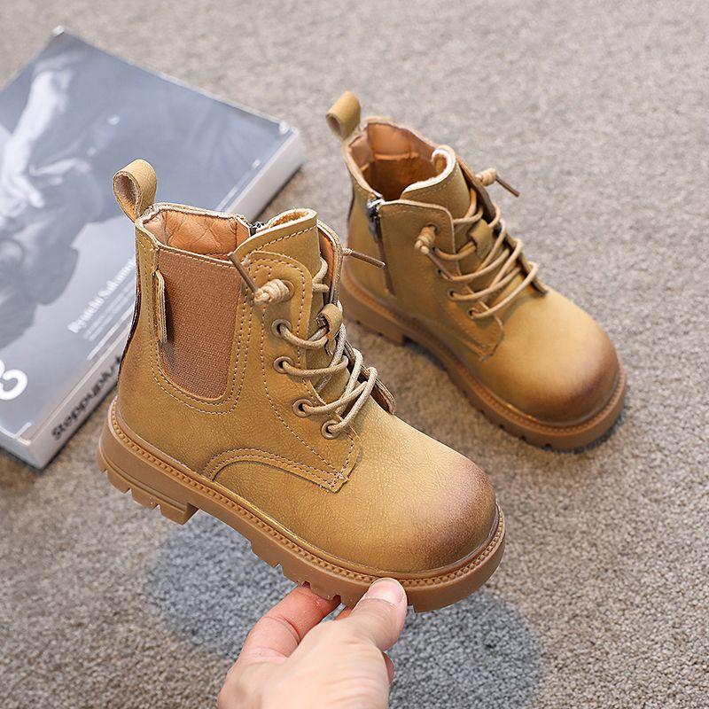 Children's Boots Girls' Shoes Baby Short Boots Leather Boots Boys' Fleece Boots