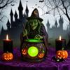 Halloween Witch Cauldron Lamp with Eerie Green Glow LED Landscape Light Spooky Witch Brewing Pot Light for Living Room Bedroom Office