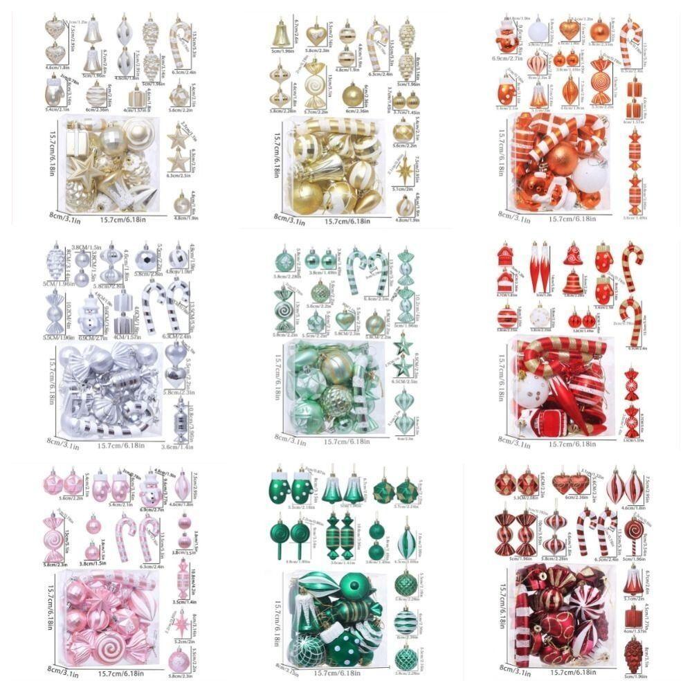 16Pcs Plastic Christmas Tree Decorations Cartoon Christmas Tree Pendant NEW Xmas Hanging Ball Set