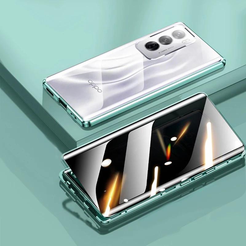 Металлический чехол для телефона с защитой от подглядывания для OnePlus 10 Pro 10R 11 11R 12 12R 13 13R, Магнитная стеклянная крышка с защитой конфиденциальности на 360 градусов