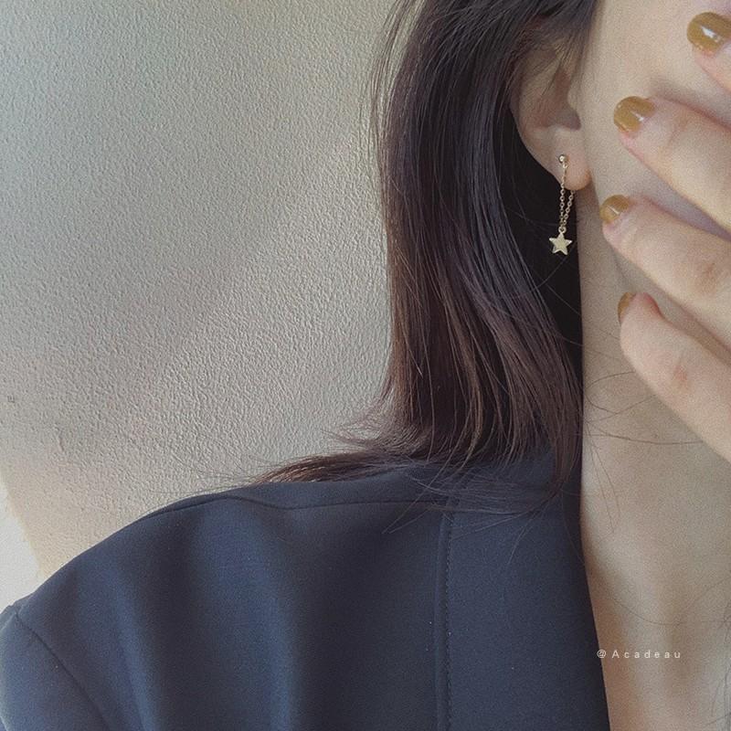 925 пробы посеребренная блестящая звезда висит позади пятиконечной звезды маленькие темпераментные серьги элегантные женские серьги