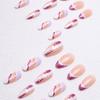 24Pcs water drop press-on nails with shiny heart patterns, sweet Valentine's Day style for daily wear.
