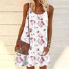 Женское мини-платье с цветочным принтом бледно-розового цвета без рукавов, вечернее платье, летнее пляжное платье, сарафан
