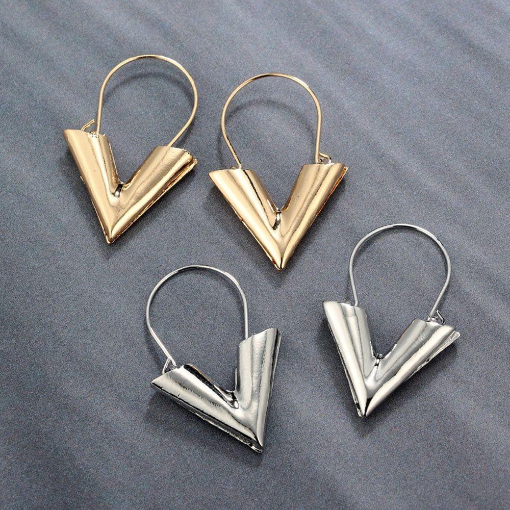 Metal Texture Gift For Women Gold Silver Color Jewelry Dangle Earring Hoop Earrings Drop Earrings