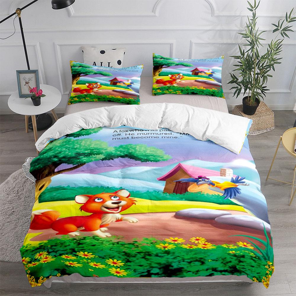 The Cock and The Fox Fairy Duvet Cover Set King Queen Double Twin Single Bed Linen Set
