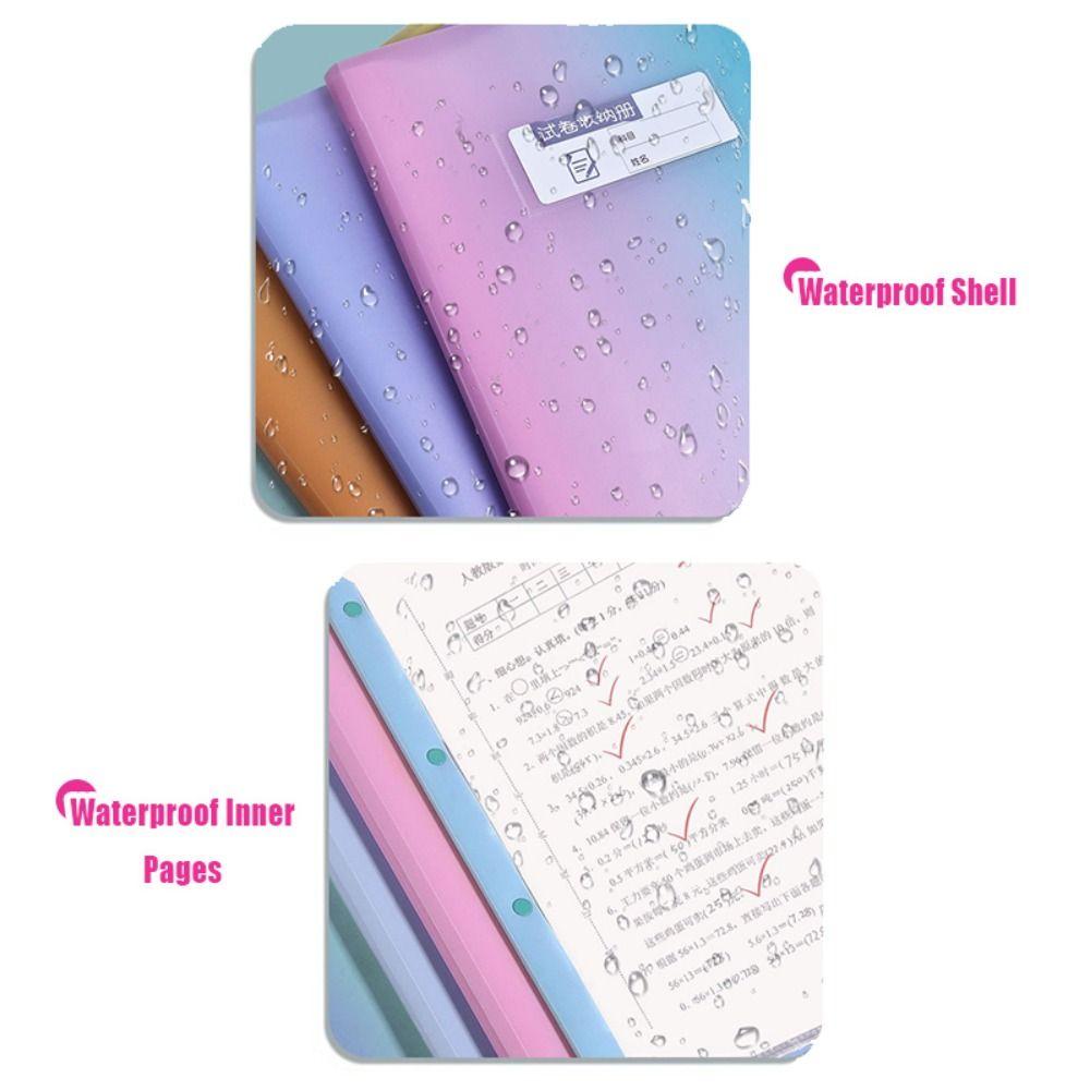 Transparent A3 File Folder Gradient Color Insert Paper Storage Booklet Document Organizer  Students