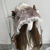 Yousheng Spotted Fuzzy Leg Warmers Cute Deer Hood with Lace Women Fluffy Boot Cuff Shoe Cover Furry Leg Warmers with Pompom for Winter Party Street