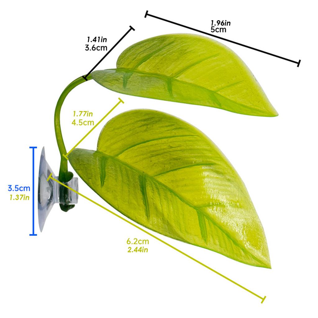 Frog Habitat Leaf Suction Cup Reptile Basking Area Resting Terrace Suction Cups Tank Accessories Simulated Leaves For Geckos